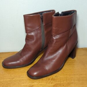 Enzo Angiolini Brochet Brown Brazilian Leather Ankle Boots Women's Size 8M
